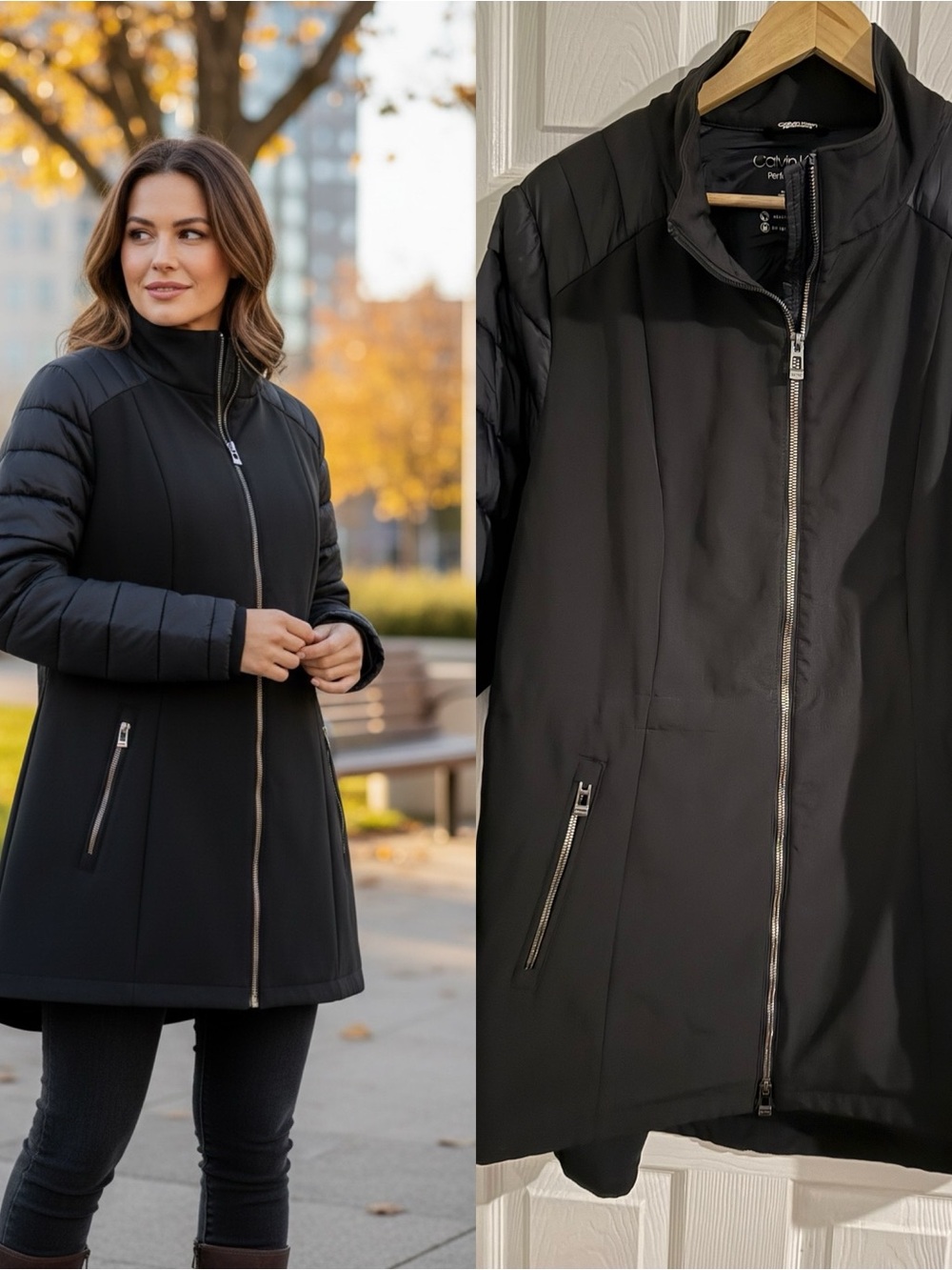 Calvin Klein Performance 1X Black Softshell Puffer Hybrid Jacket Water Repellent